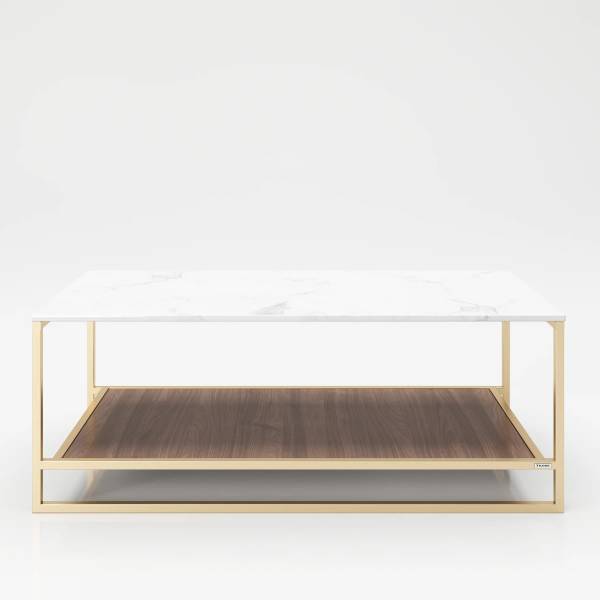 PLAYBOY Couchtisch Olivia Braun - Gold - Weiß - Holzwerkstoff - Metall - 120 x 45 x 60 cm