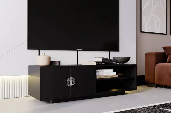Tv-Schrank Dancan Lotta Schwarz - Chrom - 139 x 41 x 40 cm