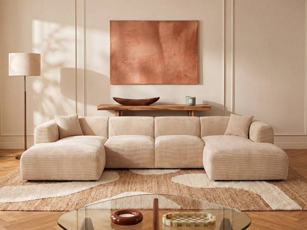 Modulierbares Sofa POGNI Beige - 163 x 366 cm