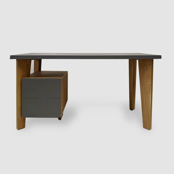 Schreibtisch mit Container GRAND Braun - Eiche - Wildeiche - 150 x 75 x 70 cm