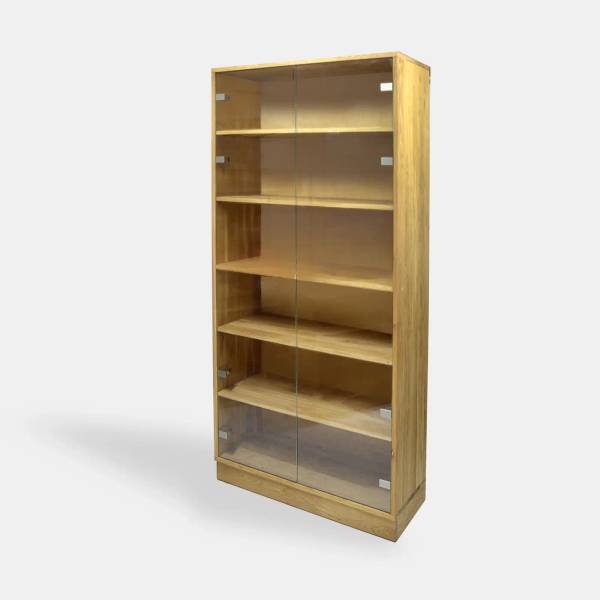 Eiche Bücherschrank mit Regale ANDORA Braun - Eiche - Klarglas - 100 x 200 x 40 cm