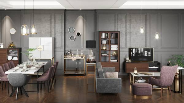 PLAYBOY Couchtisch Olivia Braun - Gold - Weiß - Holzwerkstoff - Metall - 120 x 45 x 60 cm