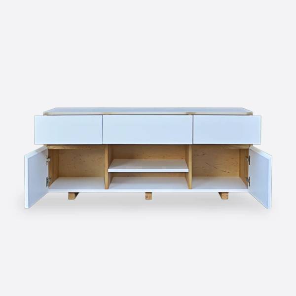 Moderner weißer TV-Schrank DORIS Braun - Eiche - 130 x 55 x 32 cm
