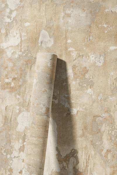 Fototapete Soft Patina Beige - Grau - Weiß - Fleece - Vinyl - 159 x 280 x 1 cm