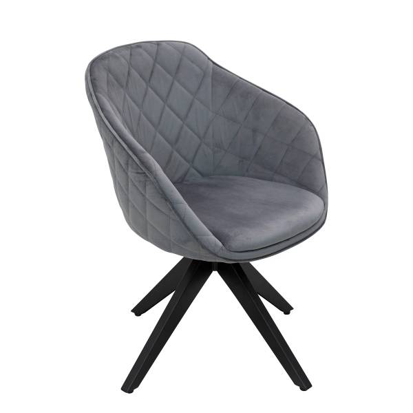 PLAYBOY Drehstuhl Amanda Grau - Samt - ABS - 61 x 80 x 57 cm