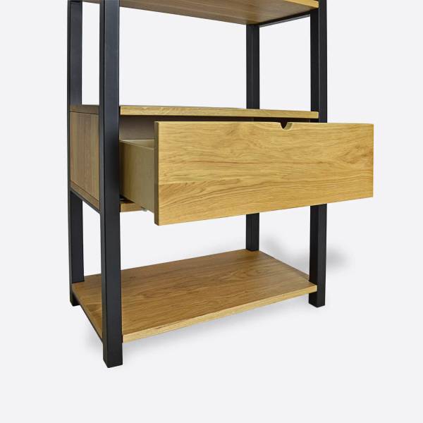 Bücherregal Massivholz mit Metall COLIN Braun - Eiche - Stahl - 75 x 190 x 40 cm