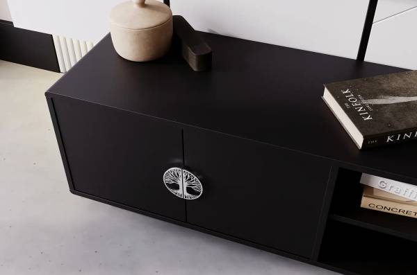 Tv-Schrank Dancan Lotta Schwarz - Chrom - 139 x 41 x 40 cm