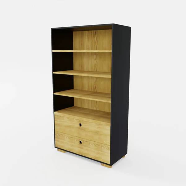 Großes Bücherregal mit Schubladen CARLA Braun - Eiche - 100 x 180 x 45 cm