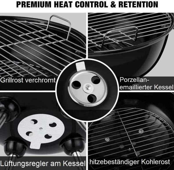 Holzkohlegrill Maxx Schwarz - Metall - 44 x 60 x 42 cm