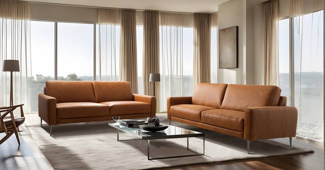 2-Sitzer Sofa Braun Echtleder Arelia 157 x 85 x 92cm Modern