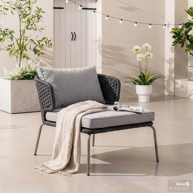 Designer Loungesessel 69 x 64 x 74cm Schwarz/Grau