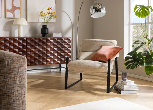 Loungesessel Rusele Beige/Beige Chenille Ipek 76 x 76 x 81cm