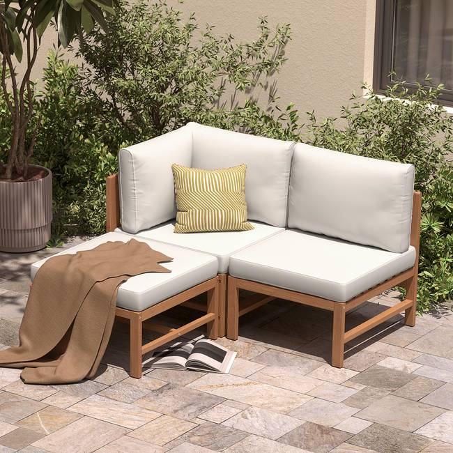 Loungesessel ohne Armlehnen 60 x 76 x 66cm Braun/Beige/Beige/Braun