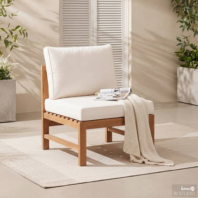 Loungesessel ohne Armlehnen 60 x 76 x 66cm Braun/Beige/Beige/Braun