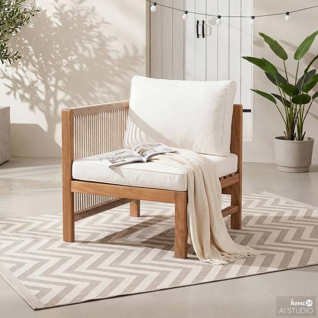 Loungesessel mit 1 Armlehne 65 x 76 x 66cm Braun/Beige/Beige/Braun