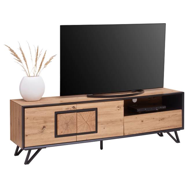 TV-Lowboard Diaso Front & Korpus: MDF Mitteldichte Holzfaserplatte , foliert Füße: Eisen, lackiert Braun 180 x 55 x 40cm