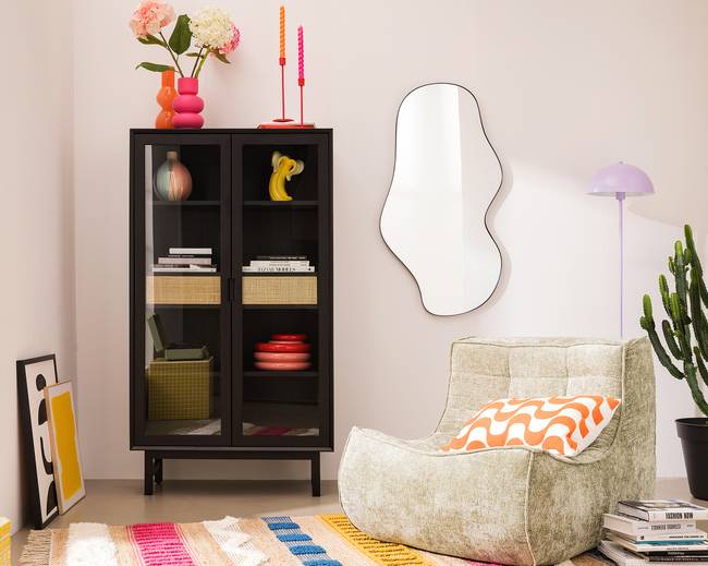Spiegel Omora Typ D 60 x 110 x 2cm Schwarz/Schwarz Eisen, pulverbeschichtet / MDF Mitteldichte Holzfaserplatte , lackiert 60 x 110 x 2cm