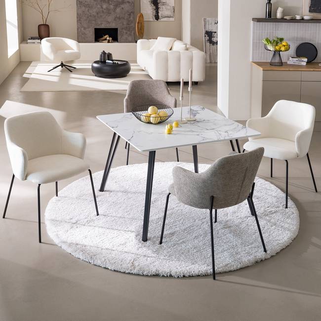 Esstisch SERCHIO quadratisch 100 x 75 x 100cm Weiß/Marmor Weiß Dekor