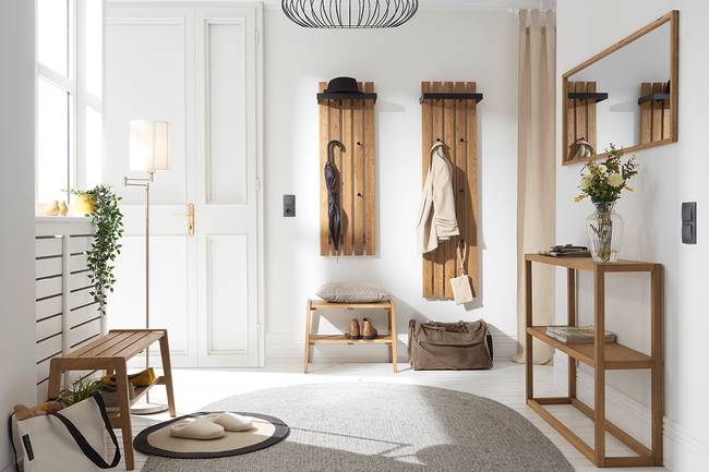 Massive Garderobenbank Typ A 60cm Braun