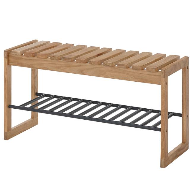 Massive Garderobenbank Typ D 88 x 45 x 30cm Braun