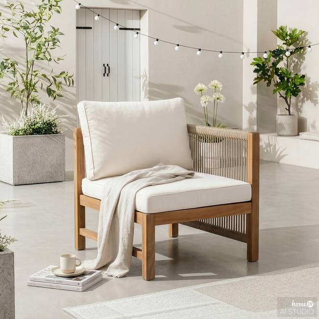 Loungesessel mit 1 Armlehne 65 x 76 x 66cm Braun/Beige/Beige/Braun