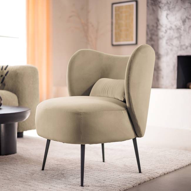 Loungesessel DAROAN Braun/Beige/Taupe Samt 61 x 79 x 71cm