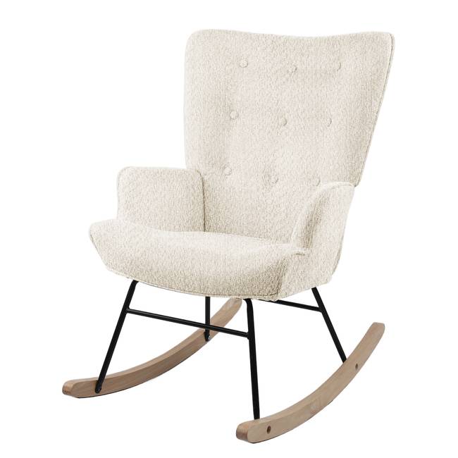Schaukelsessel Weiß/Beige Chenille Flonia 68 x 100 x 89cm