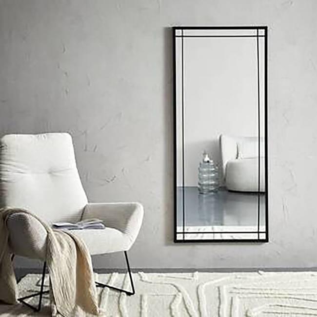 Spiegel Alildo - rechteckig mit Dekor 70 x 160 x 2cm Schwarz Eisen, pulverbeschichtet 70 x 160 x 2cm