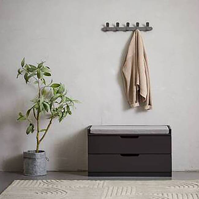 Garderobenbank Cholay 80 x 45 x 36cm Schwarz/Schwarz