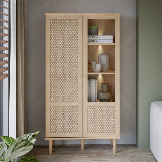 Vitrinenschrank 80 x 167 x 41cm Braun