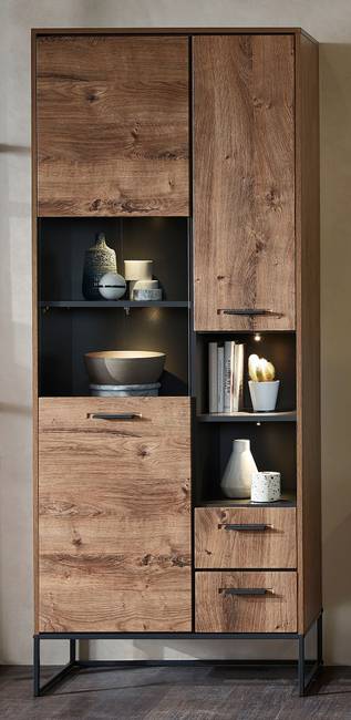 Vitrinenschrank 79 x 196 x 38cm Braun