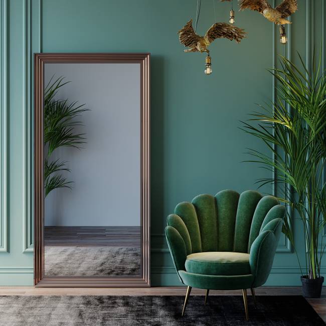 Spiegel Frame Eve 90 x 180 x 3cm Silber/Silber Rahmen: Polystyrol, Spiegelfläche: Glas verspiegelt 90 x 180 x 3cm