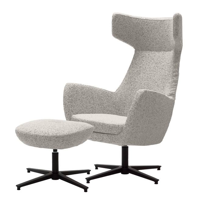 Loungesessel LUZO Weiß/Beige Strukturstoff Purna 76 x 117 x 74cm