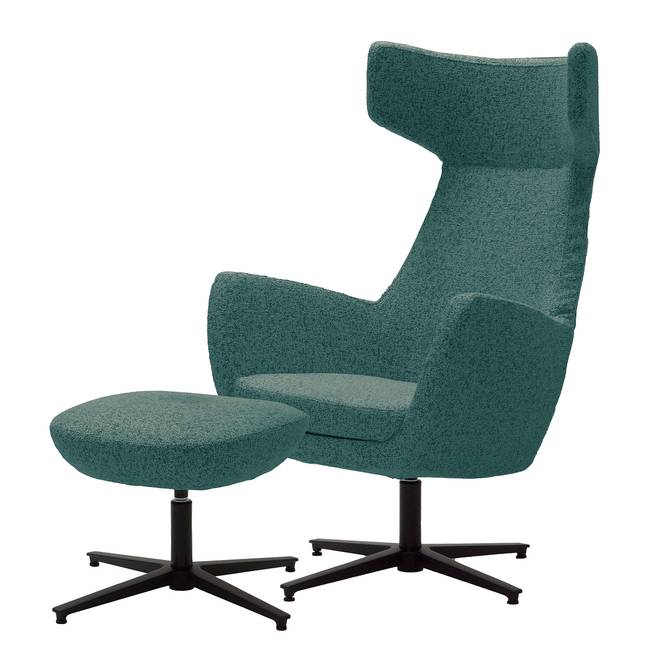 Loungesessel LUZO Grün Strukturstoff Purna 76 x 117 x 74cm