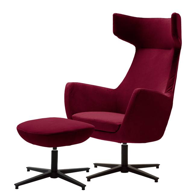 Loungesessel LUZO Rot Samt Vaia 76 x 117 x 74cm