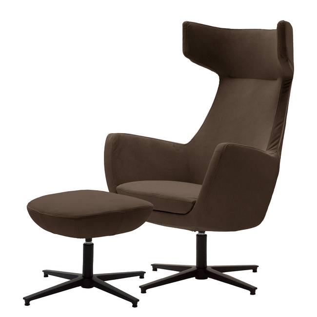 Loungesessel LUZO Braun Samt Vaia 76 x 117 x 74cm