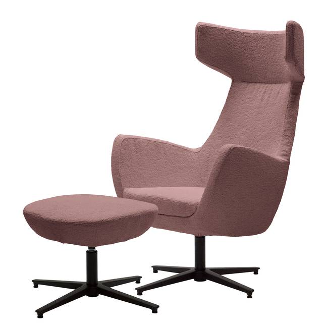 Loungesessel LUZO Pink Bouclé Stoff Bodil 76 x 117 x 74cm
