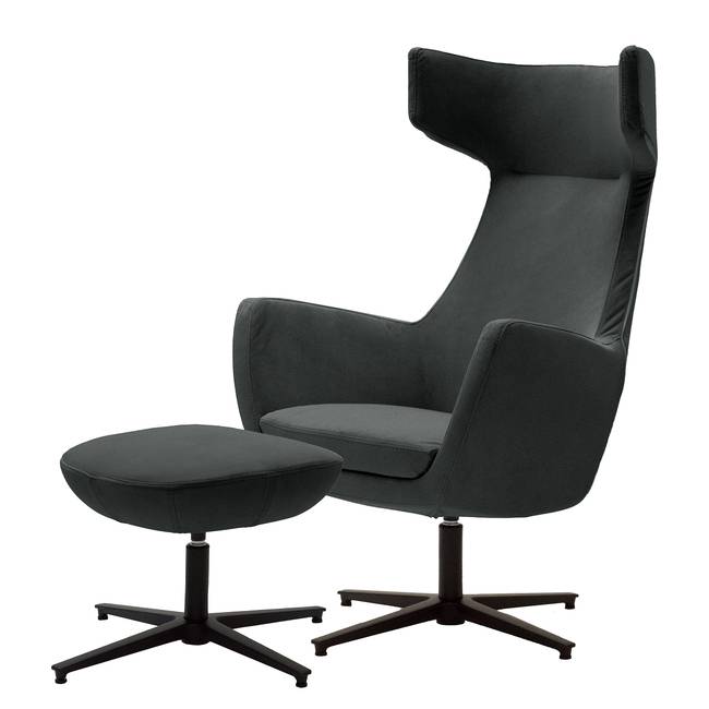 Loungesessel LUZO Grau Samt Vaia 76 x 117 x 74cm