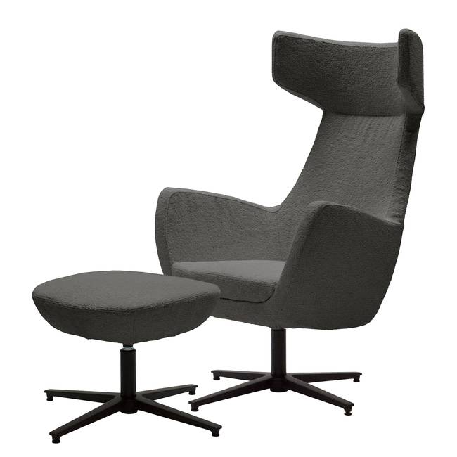 Loungesessel LUZO Grau Bouclé Stoff Bodil 76 x 117 x 74cm