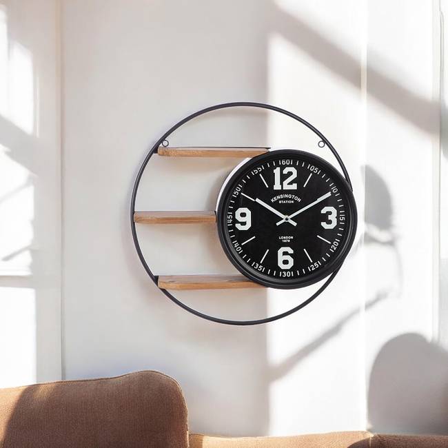 Wanduhr Klako Eisen, lackiert Ø 50cm Schwarz