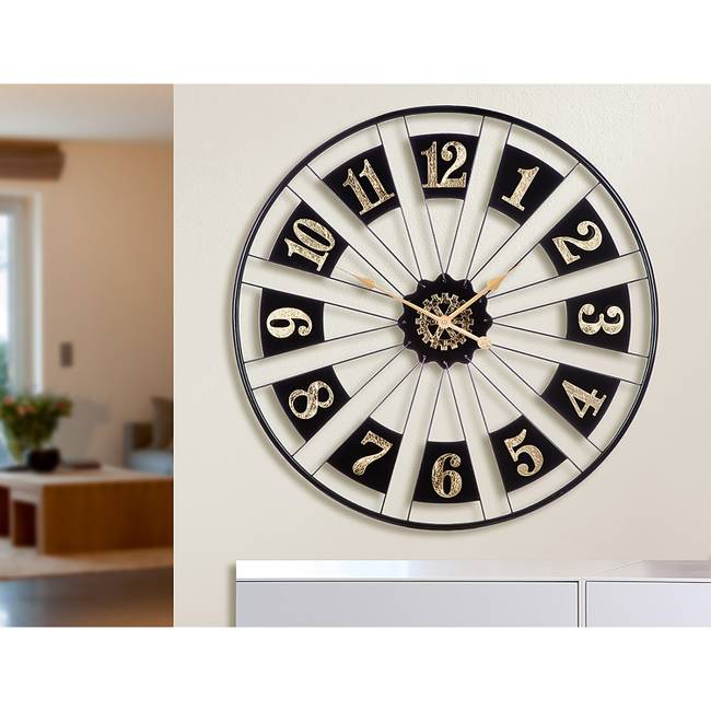 Wanduhr Passage Eisen, lackiert Ø 80cm Schwarz