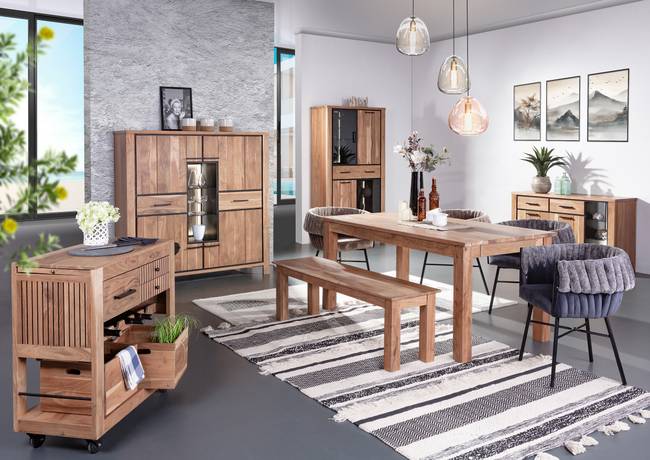 Massivholzbank 140 x 46 x 40cm Braun