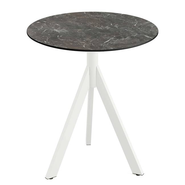 Klapptisch Idomi rund B Tischplatte: Holzverbundplatte, melaminbeschichtet Gestell: Edelstahl, pulverbeschichtet Ø 70cm Multicolor/Marmor Grau