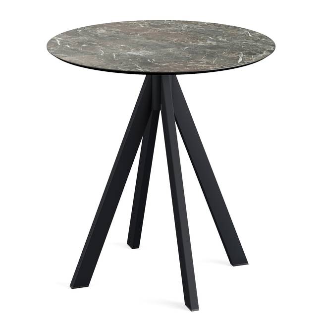 Klapptisch Idomi rund A Tischplatte: Holzverbundplatte, melaminbeschichtet Gestell: Edelstahl, pulverbeschichtet Ø 70cm Multicolor/Marmor Grau