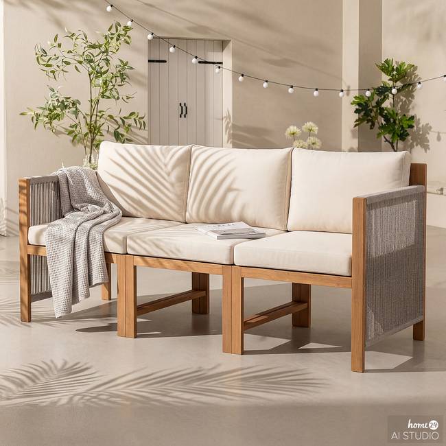 Diningsofa 3-teilig Braun/Beige/Beige/Braun