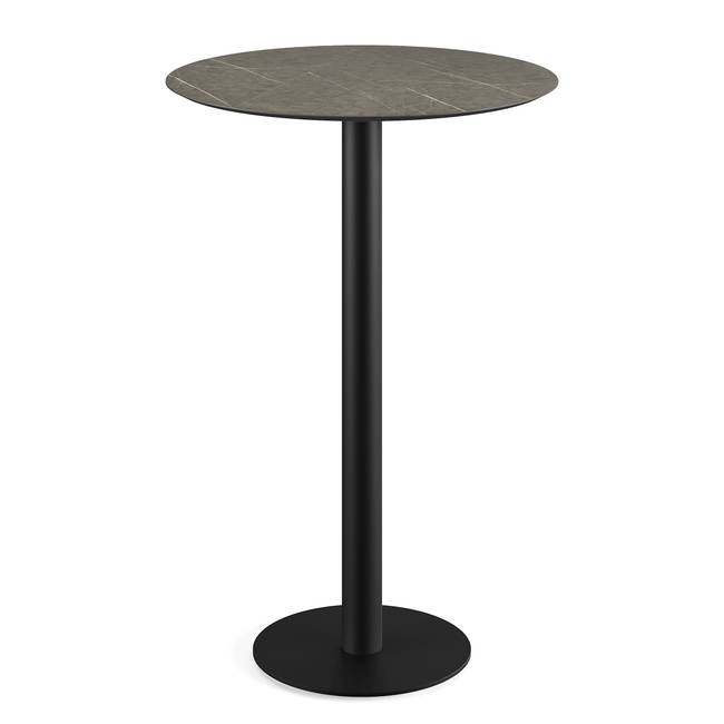 Stehtisch Idomi rund C Tischplatte: Holzverbundplatte, melaminbeschichtet Gestell: Edelstahl, pulverbeschichtet 70 x 109 x 70cm Schwarz/Marmor