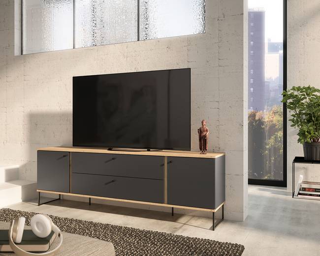 TV-Lowboard Kanipai 180 cm Spanplatte, beschichtet Grau 180 x 59 x 38cm