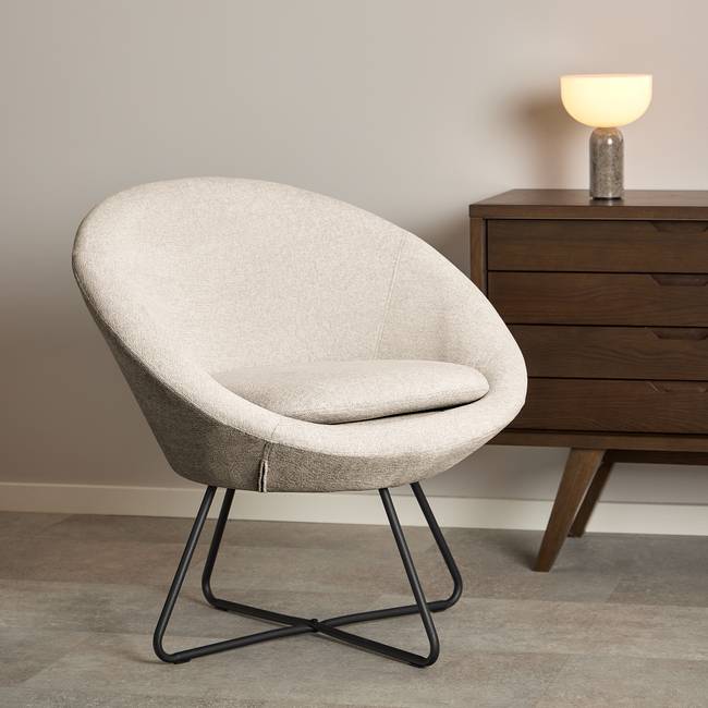 Loungesessel Eicken Beige Webstoff Aphra 82 x 81 x 71cm