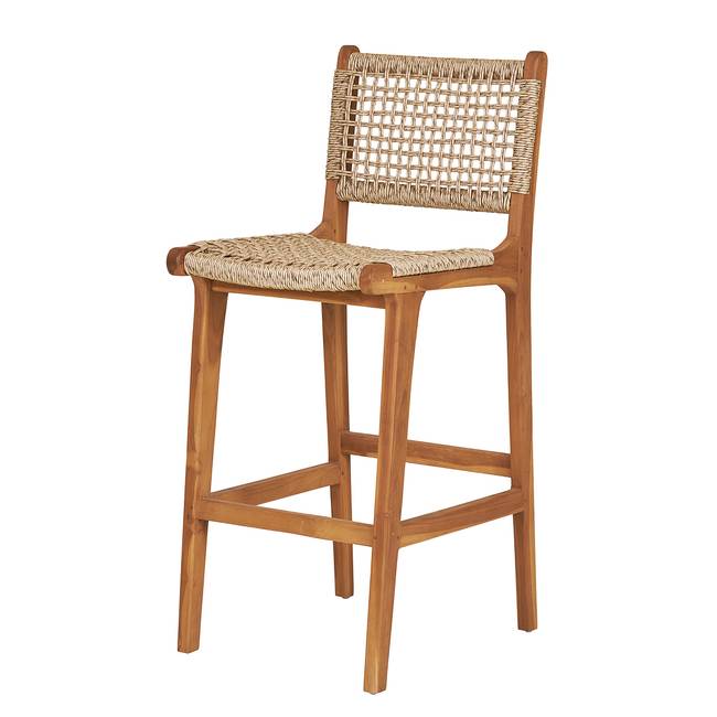 Barstuhl Derby Sitzfläche: Rattan Gestell: Massivholz Teak, geölt Braun 45 x 94 x 50cm