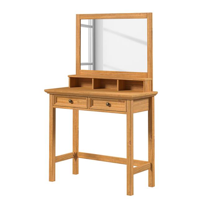 Massiver Schminktisch 90 x 144 x 40cm Braun/Kiefer